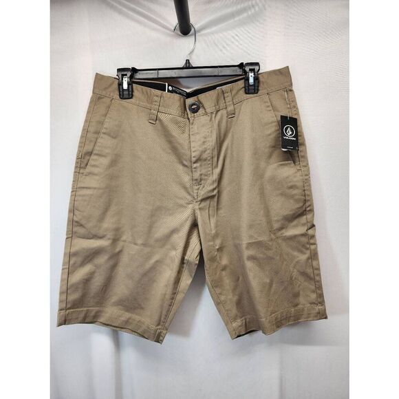 Volcom Size 33 Men's Frickin Modern Stretch Shorts Kahki Flat Front Chino Shorts - Picture 3 of 13